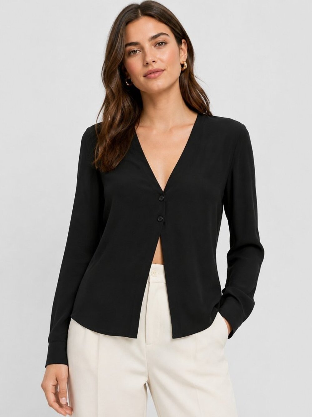 Reformation Womens Size XS Black V-Neck Long Sleeve 2 Bottom Top NEW